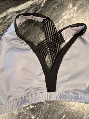 Victoria's Secret Light Gray & Black Strappy Sports Bralette